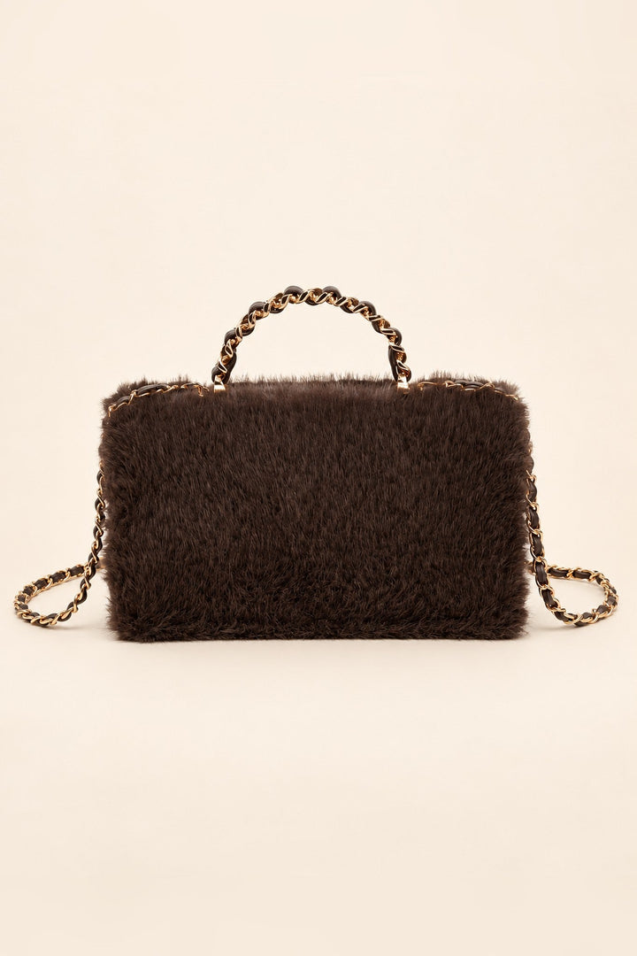 Chocolate Brown Lulu Fur Crossbody - STYLED BY ALX COUTUREHandbags
