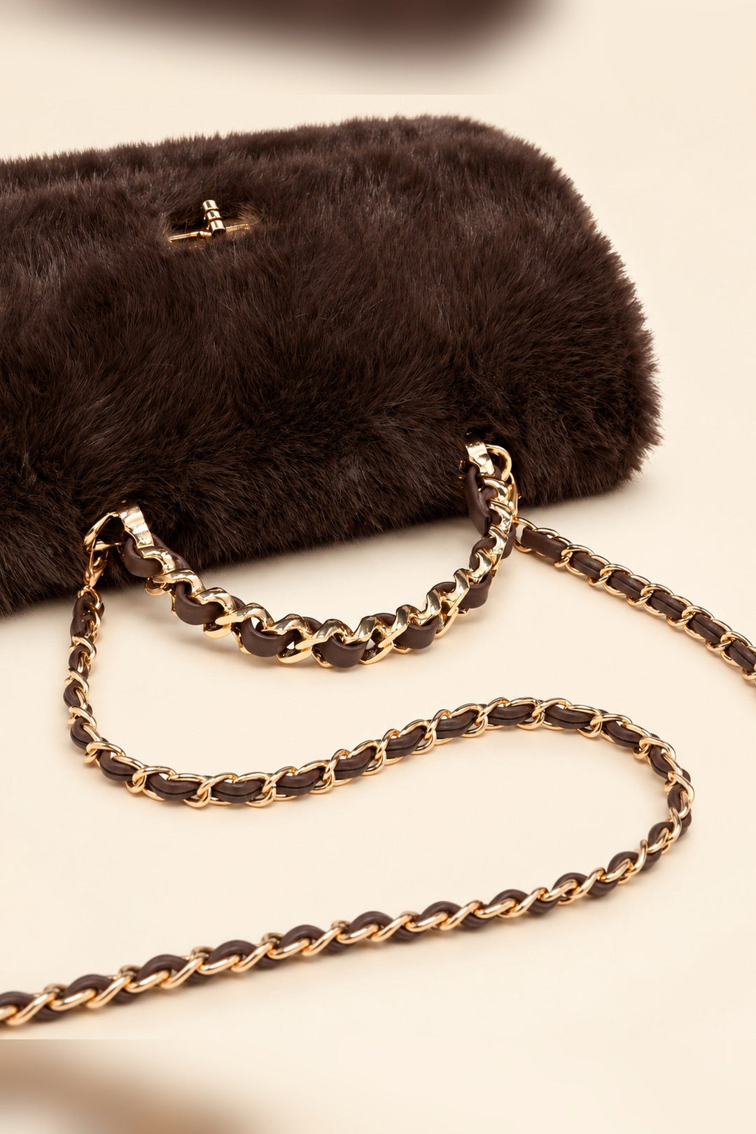 Chocolate Brown Lulu Fur Crossbody - STYLED BY ALX COUTUREHandbags
