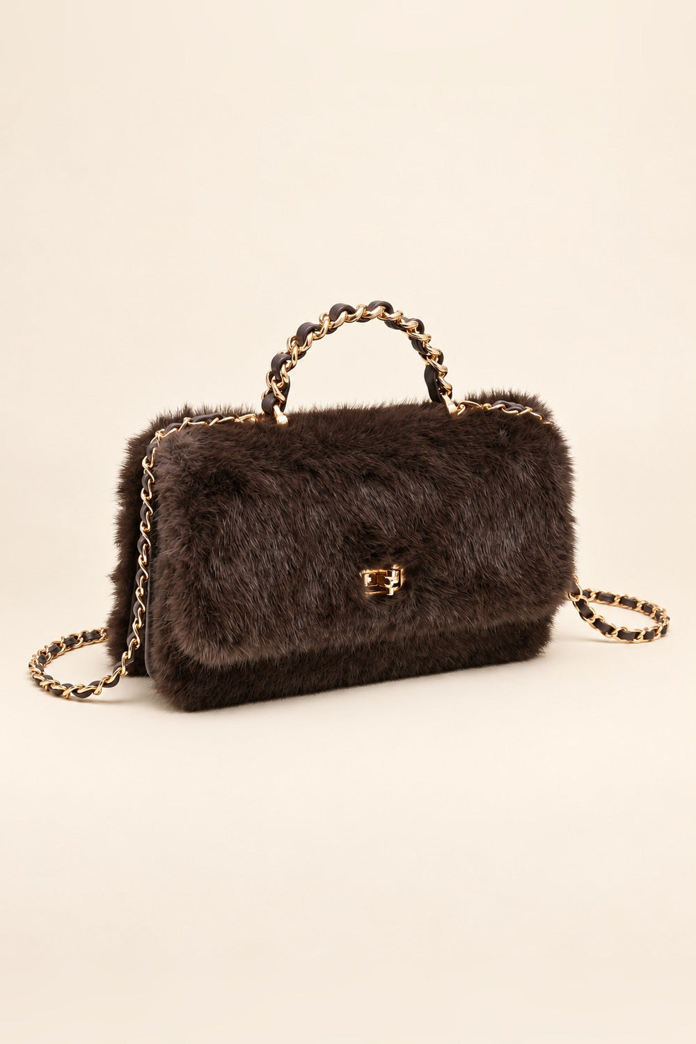 Chocolate Brown Lulu Fur Crossbody - STYLED BY ALX COUTUREHandbags