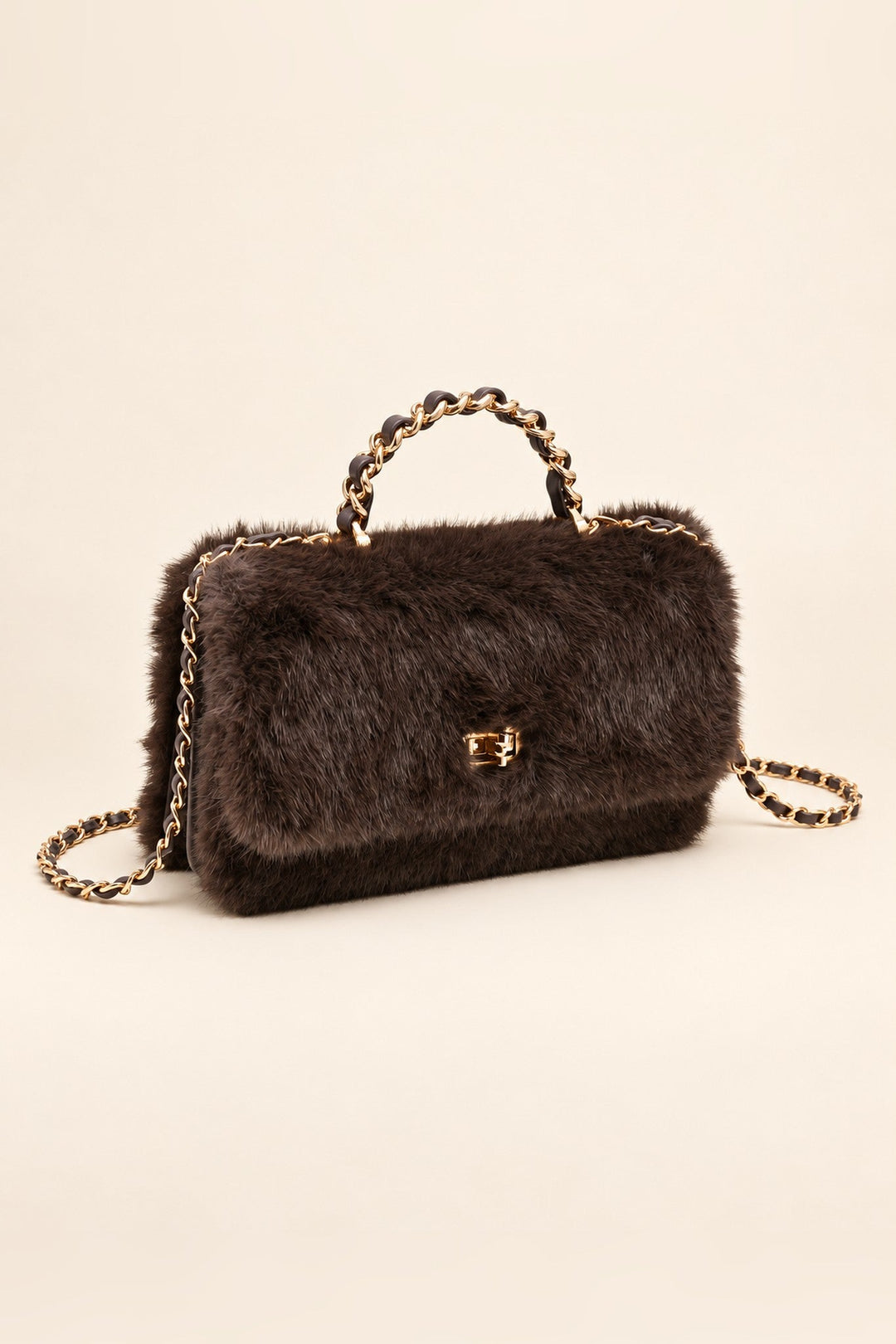 Chocolate Brown Lulu Fur Crossbody - STYLED BY ALX COUTUREHandbags