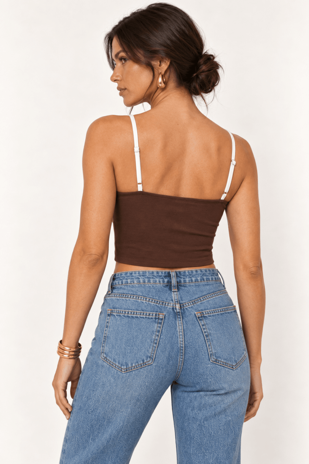 Chocolate Contrast Binding Cami - STYLED BY ALX COUTUREShirts &amp; Tops