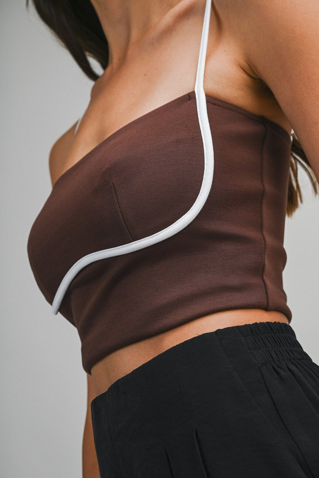 Chocolate Contrast Binding Cami - STYLED BY ALX COUTUREShirts &amp; Tops