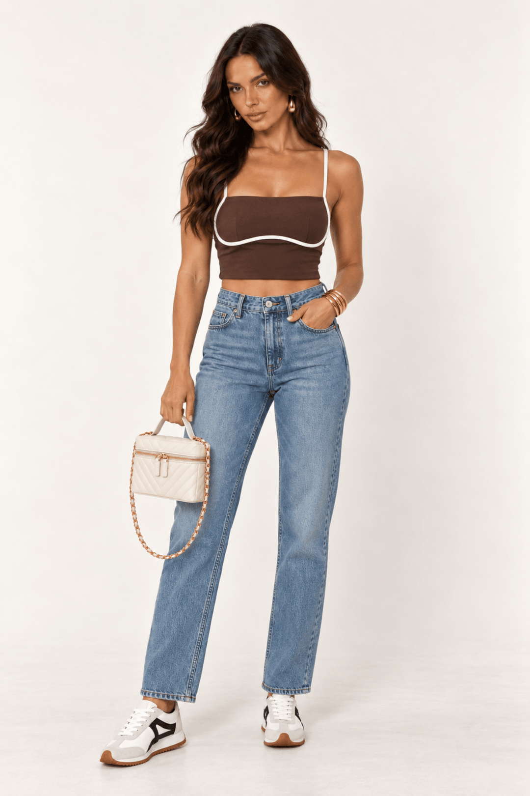 Chocolate Contrast Binding Cami - STYLED BY ALX COUTUREShirts &amp; Tops