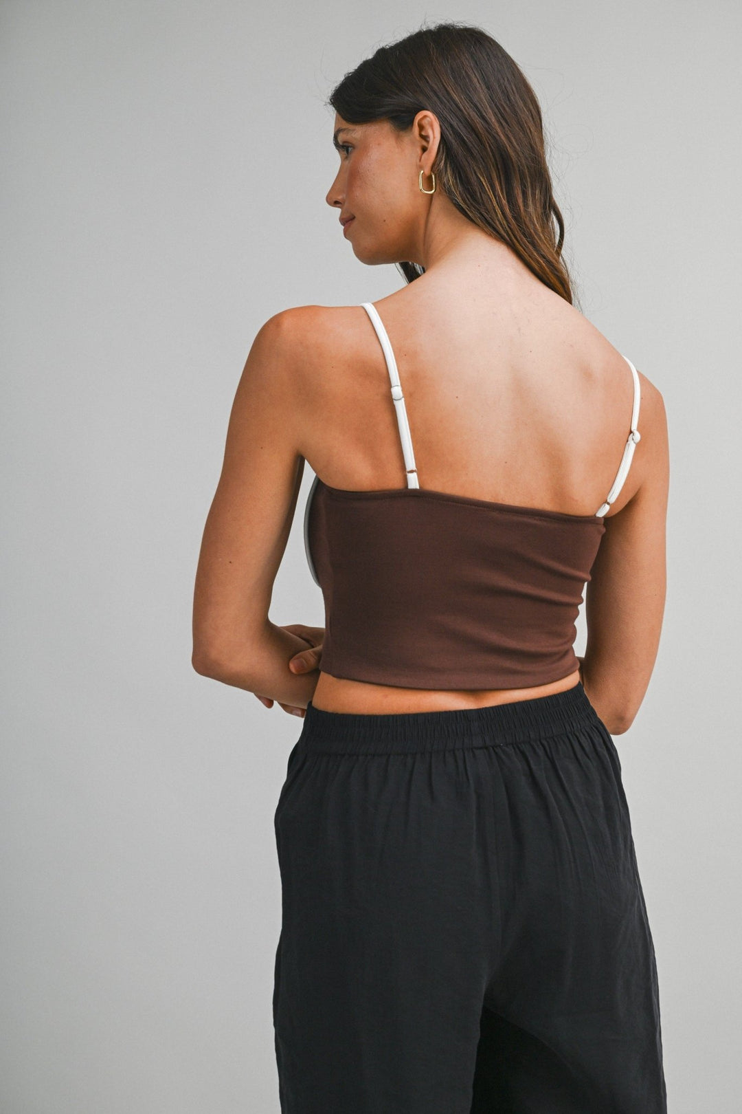 Chocolate Contrast Binding Cami - STYLED BY ALX COUTUREShirts &amp; Tops