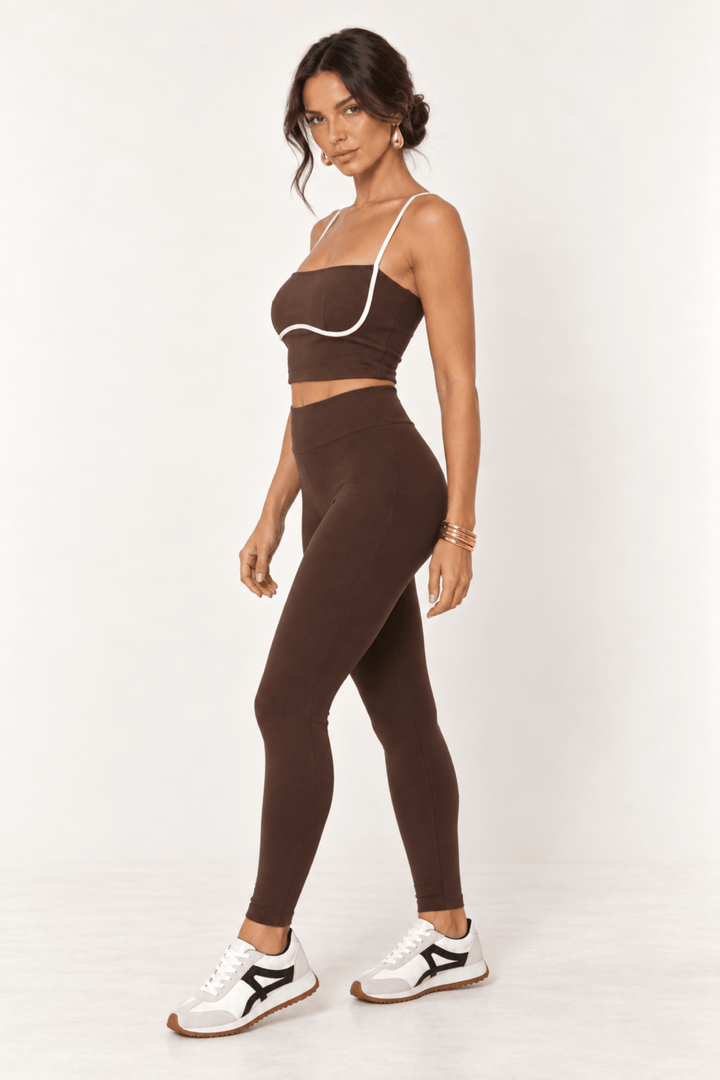 Chocolate Contrast Binding Cami - STYLED BY ALX COUTUREShirts &amp; Tops