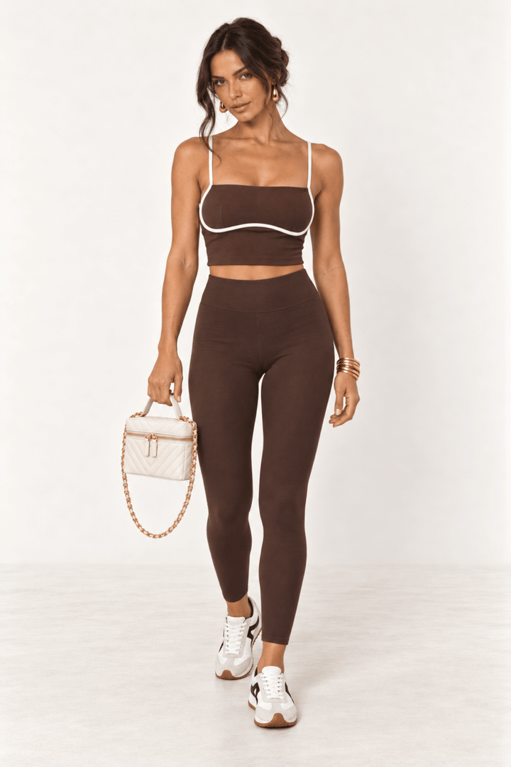 Chocolate Contrast Binding Cami - STYLED BY ALX COUTUREShirts &amp; Tops