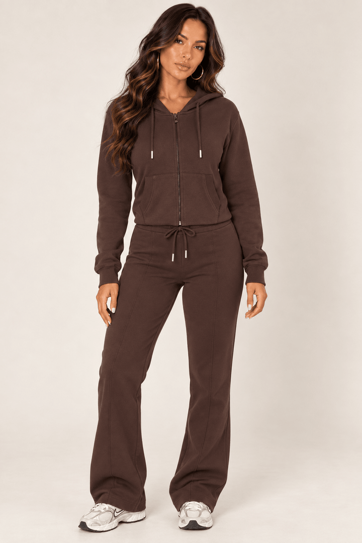 Chocolate Cropped Pocket Zip Hoodie - STYLED BY ALX COUTUREHoodies &amp; Sweatshirts