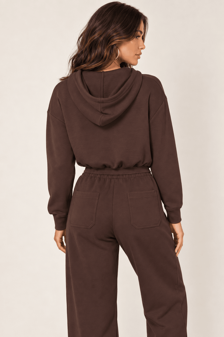 Chocolate Cropped Zip Hoodie - STYLED BY ALX COUTUREHoodies &amp; Sweatshirts