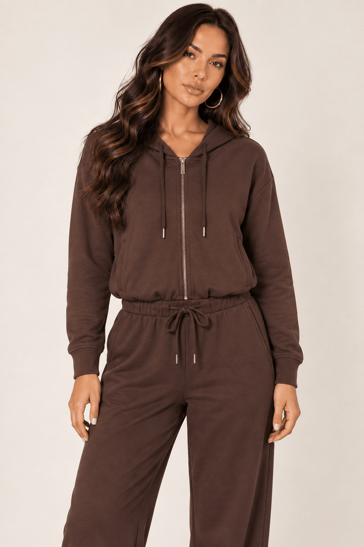 Chocolate Cropped Zip Hoodie - STYLED BY ALX COUTUREHoodies &amp; Sweatshirts