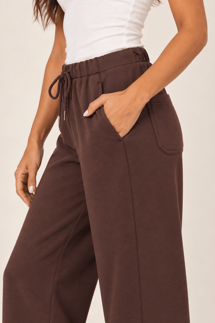 Chocolate Wide Leg Drawstring Sweatpants - STYLED BY ALX COUTUREPants