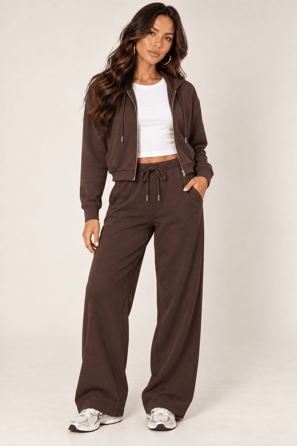 Chocolate Wide Leg Drawstring Sweatpants - STYLED BY ALX COUTUREPants