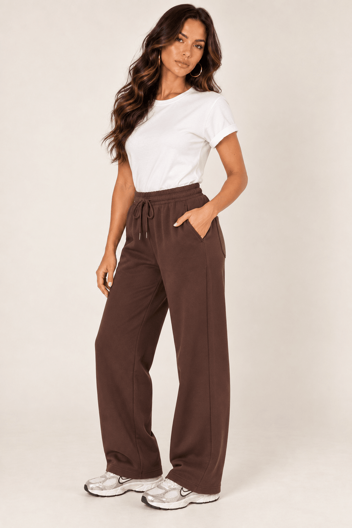 Chocolate Wide Leg Drawstring Sweatpants - STYLED BY ALX COUTUREPants