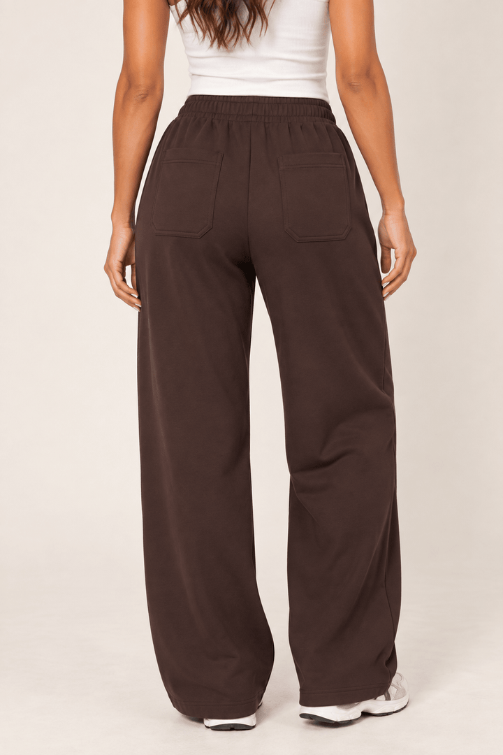 Chocolate Wide Leg Drawstring Sweatpants - STYLED BY ALX COUTUREPants