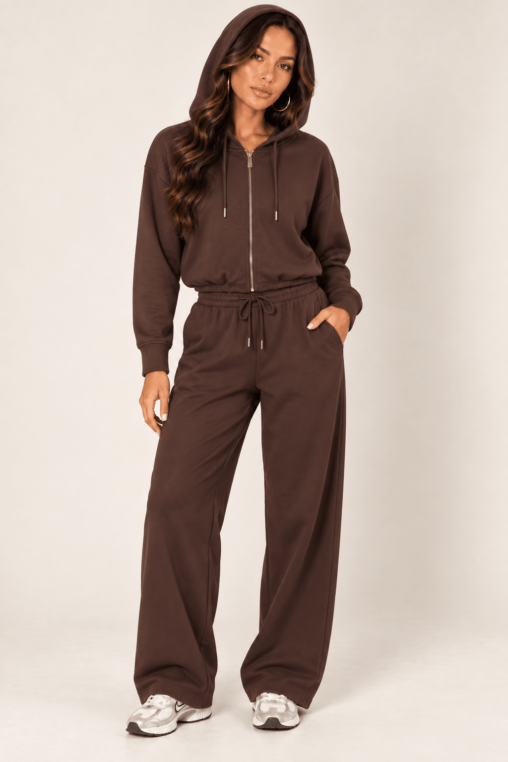 Chocolate Wide Leg Drawstring Sweatpants - STYLED BY ALX COUTUREPants