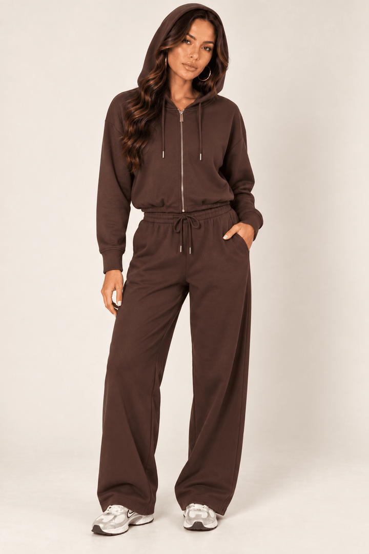 Chocolate Wide Leg Drawstring Sweatpants - STYLED BY ALX COUTUREPants