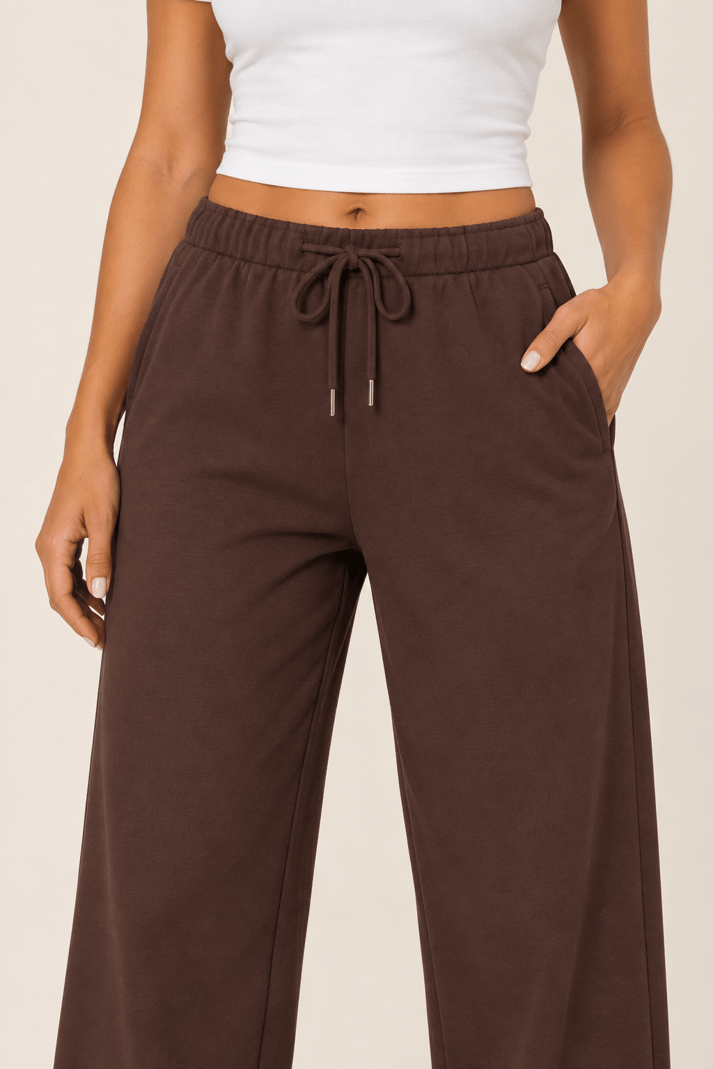 Chocolate Wide Leg Drawstring Sweatpants - STYLED BY ALX COUTUREPants