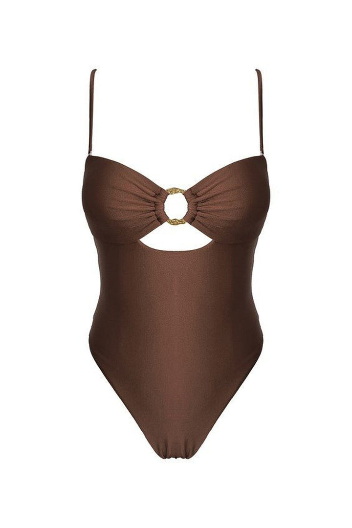 Cocoa Brown One Piece Swimsuit - STYLED BY ALX COUTURESwimwear