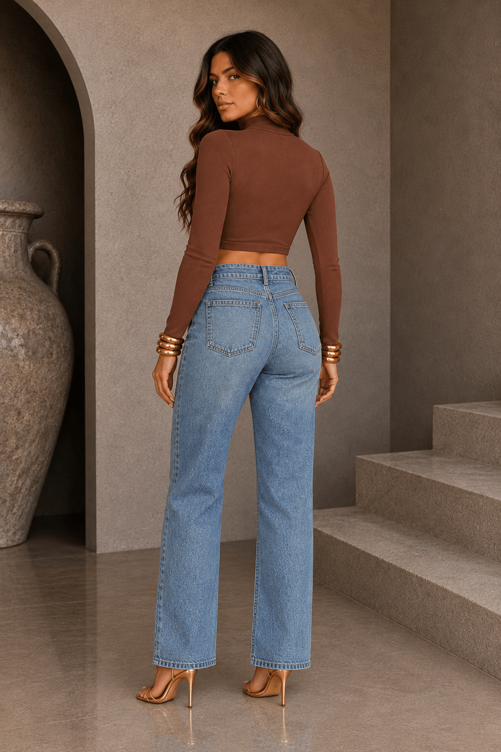Cocoa Ribbed Mock Neck Top - STYLED BY ALX COUTUREShirts &amp; Tops