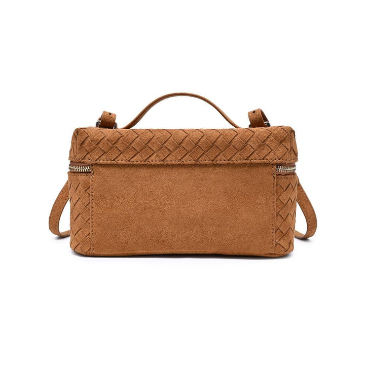 Cognac Woven Faux Suede Crossbody - STYLED BY ALX COUTUREHandbags