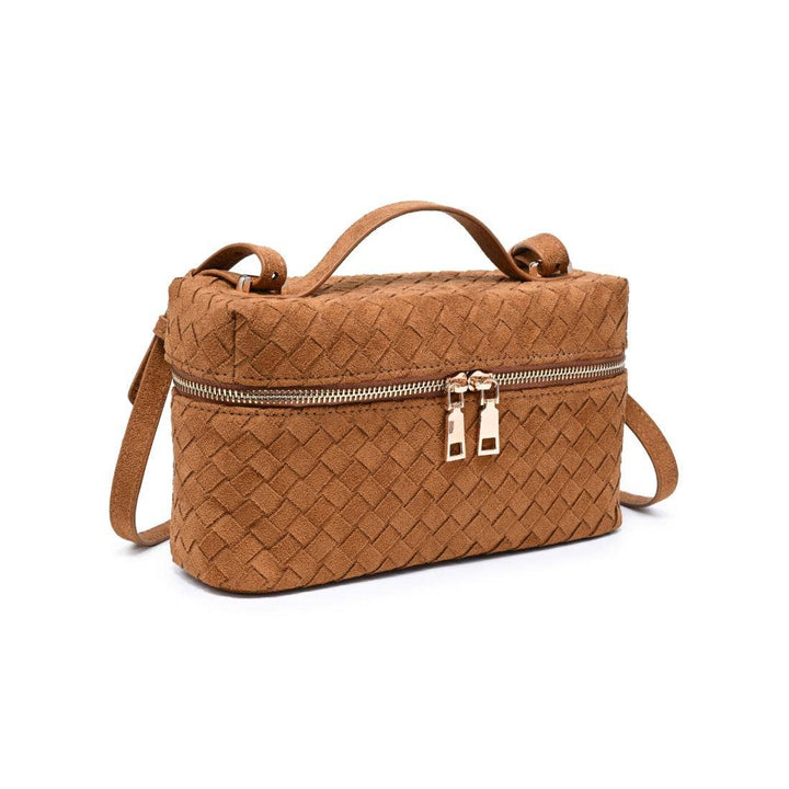 Cognac Woven Faux Suede Crossbody - STYLED BY ALX COUTUREHandbags