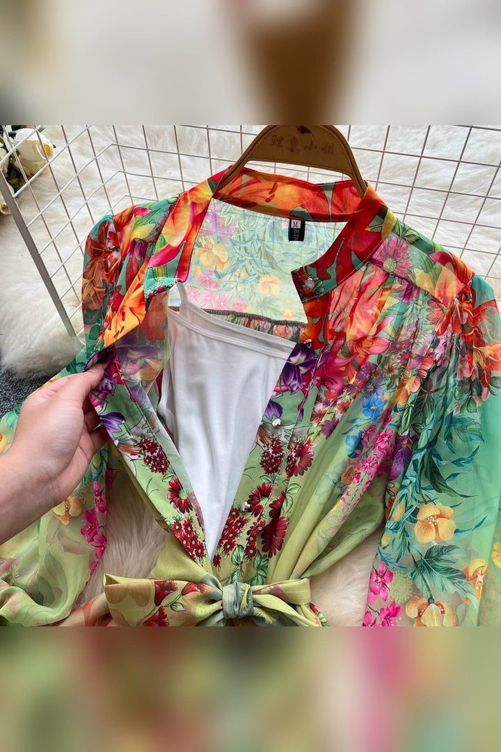 Colorful Balloon Sleeve Dress - STYLED BY ALX COUTUREDresses