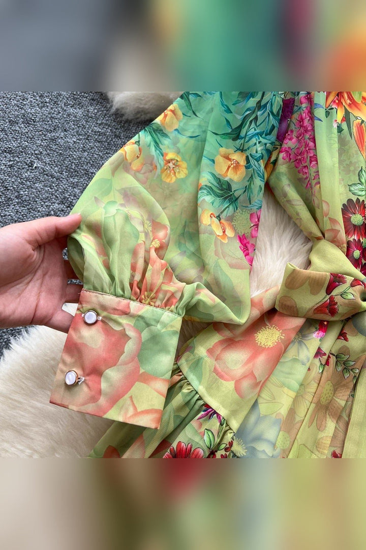 Colorful Balloon Sleeve Dress - STYLED BY ALX COUTUREDresses