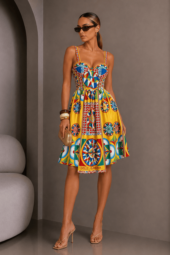 Colorful Euro printed Corset Dress – STYLED BY ALX COUTURE