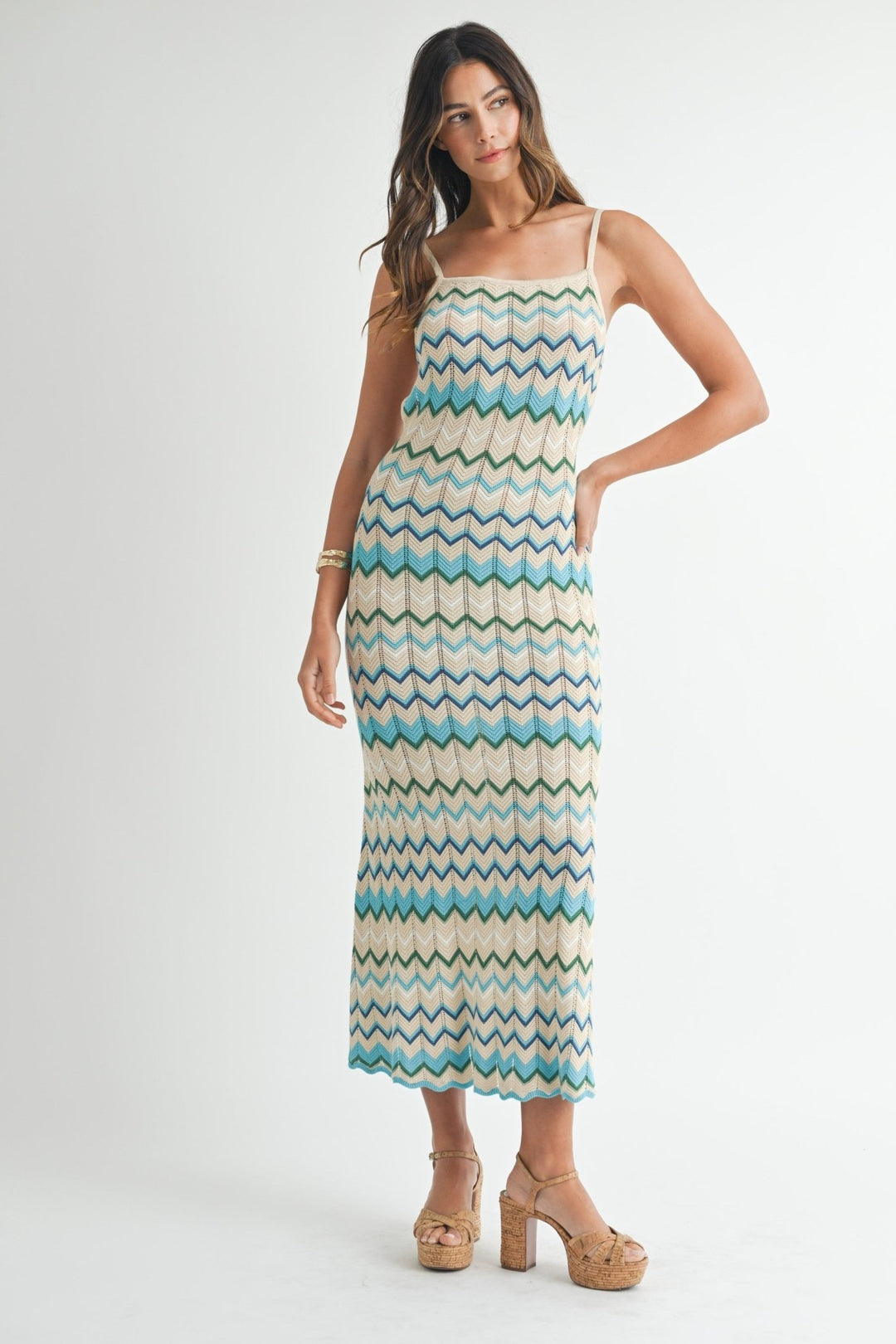 Colorful Zigzag Print Open back Midi Dress STYLED BY ALX COUTURE Colorful Zigzag Print Open back Midi Dress STYLED BY ALX COUTURE