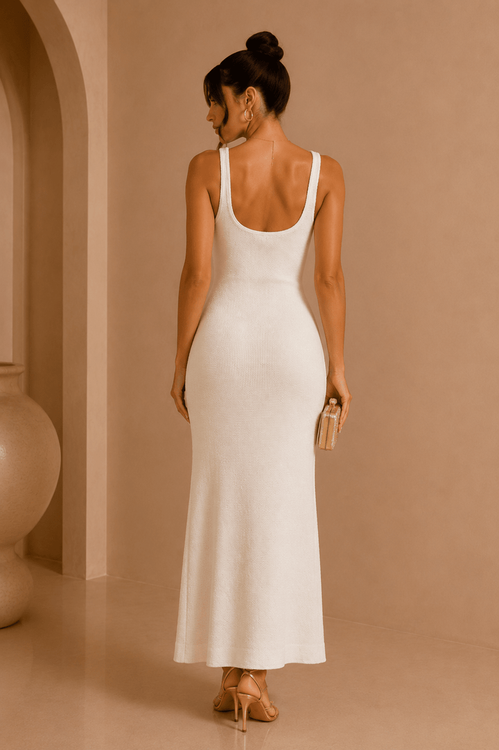 Cream 3D Flower Applique Maxi Dress - STYLED BY ALX COUTUREDresses