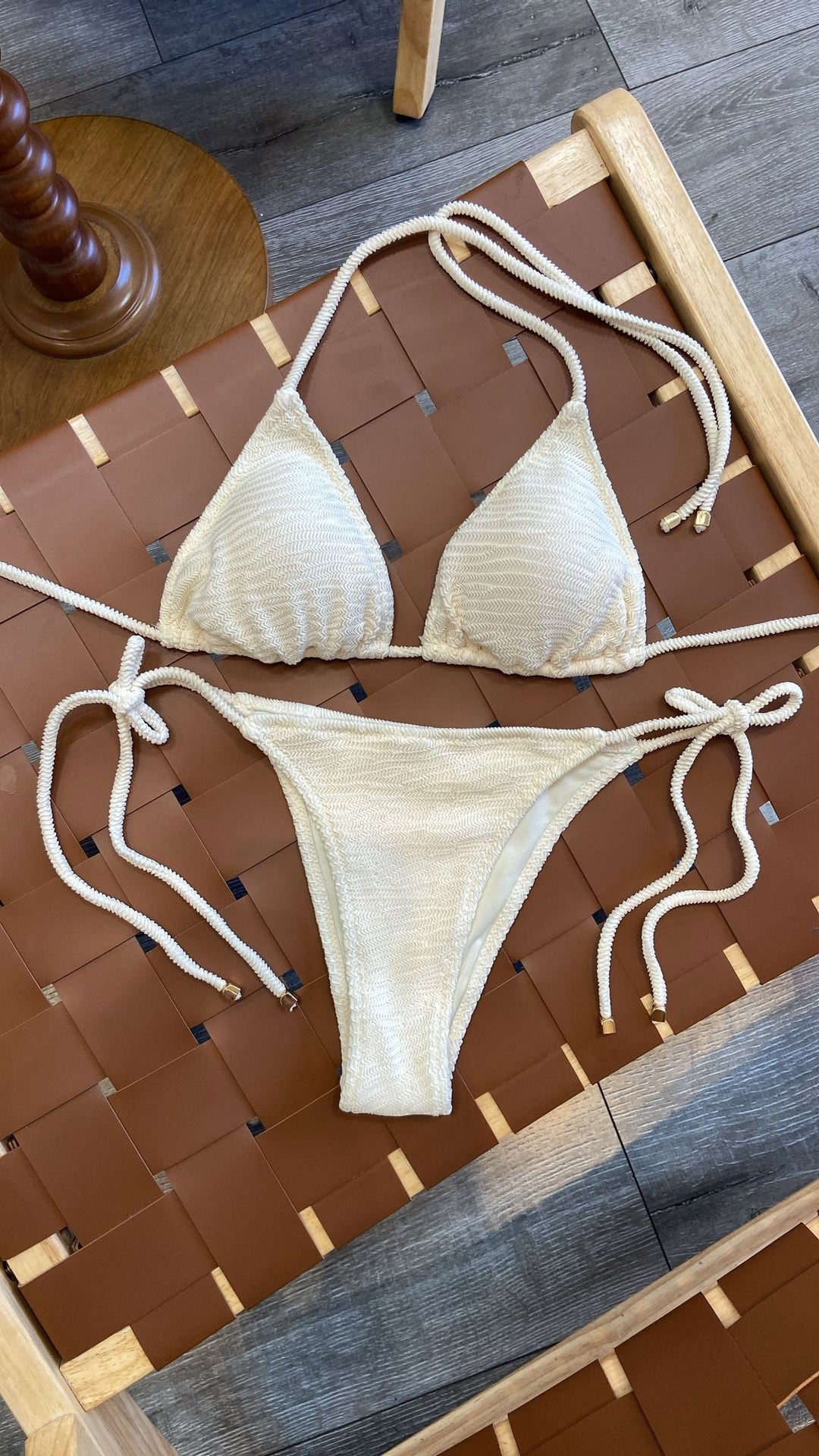 Cream Halter Bikini Set - STYLED BY ALX COUTURESwimwear