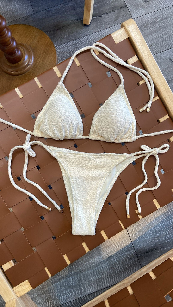 Cream Halter Bikini Set - STYLED BY ALX COUTURESwimwear
