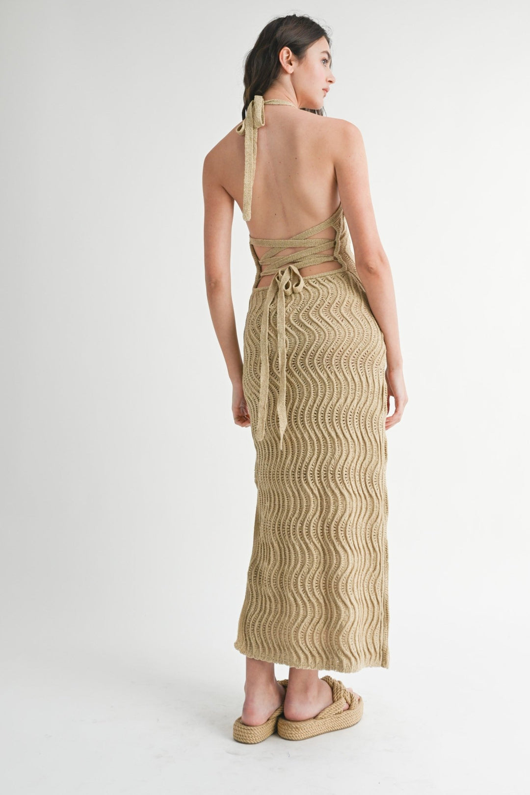 Curvy Knit Line Halter Neck Knit Midi Dress STYLED BY ALX COUTURE Curvy Knit Line Halter Neck Knit Midi Dress STYLED BY ALX COUTURE