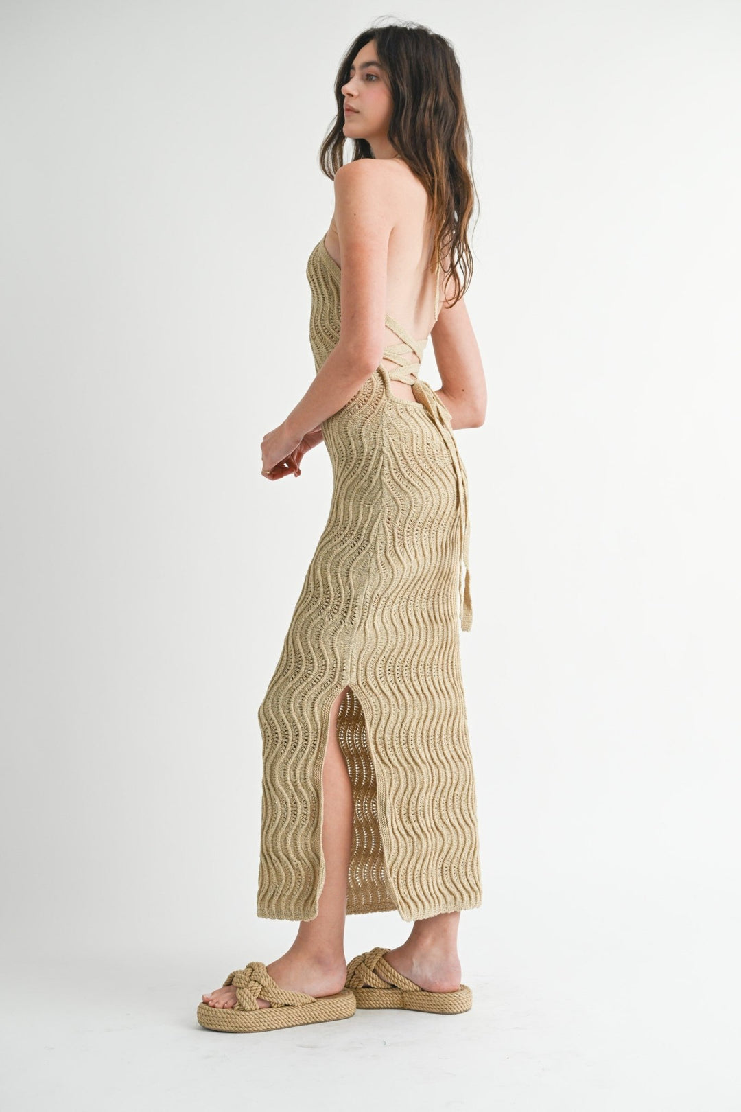 Curvy Knit Line Halter Neck Knit Midi Dress STYLED BY ALX COUTURE Curvy Knit Line Halter Neck Knit Midi Dress STYLED BY ALX COUTURE