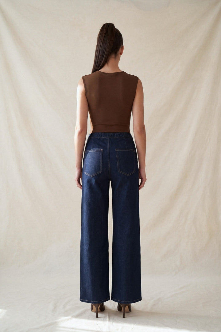 Dark Brown Square Neck Sleeveless Bodysuit - STYLED BY ALX COUTUREBodysuits