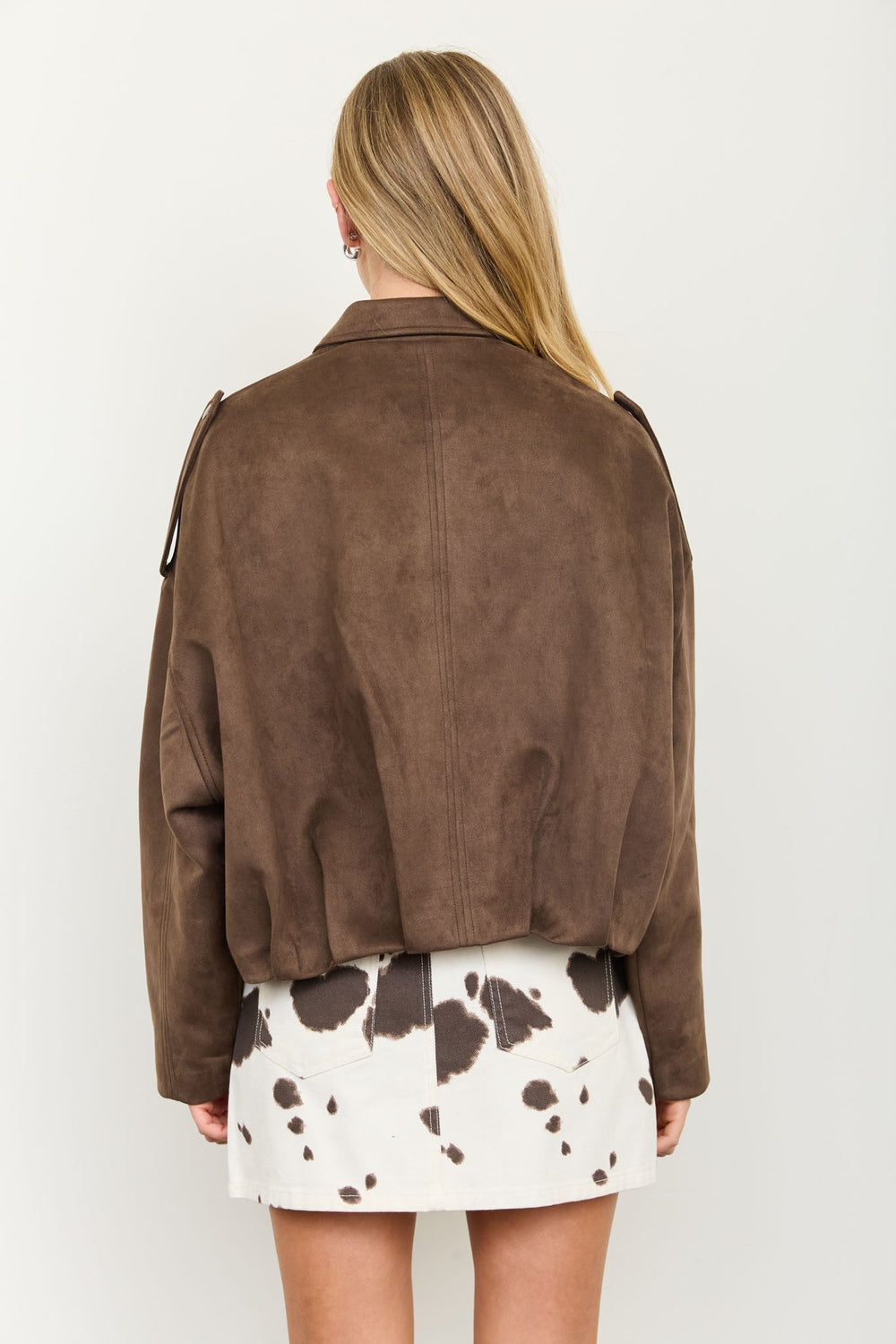 Dark Brown Suede Cropped Jacket - STYLED BY ALX COUTUREJackets & Coats