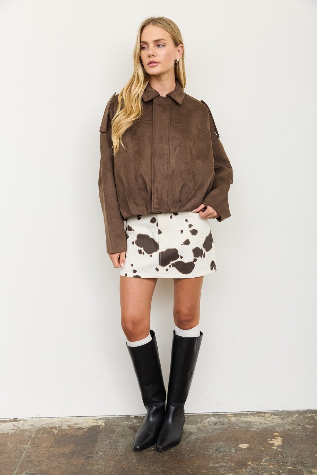 Dark Brown Suede Cropped Jacket - STYLED BY ALX COUTUREJackets &amp; Coats