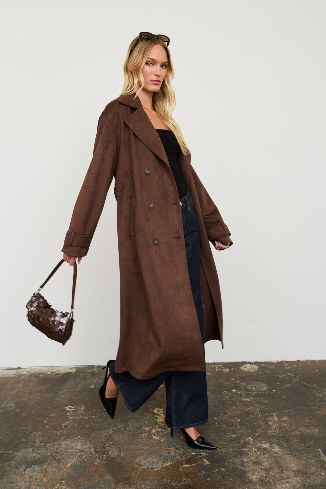 Dark Brown Suede Trench Coat - STYLED BY ALX COUTUREJackets &amp; Coats