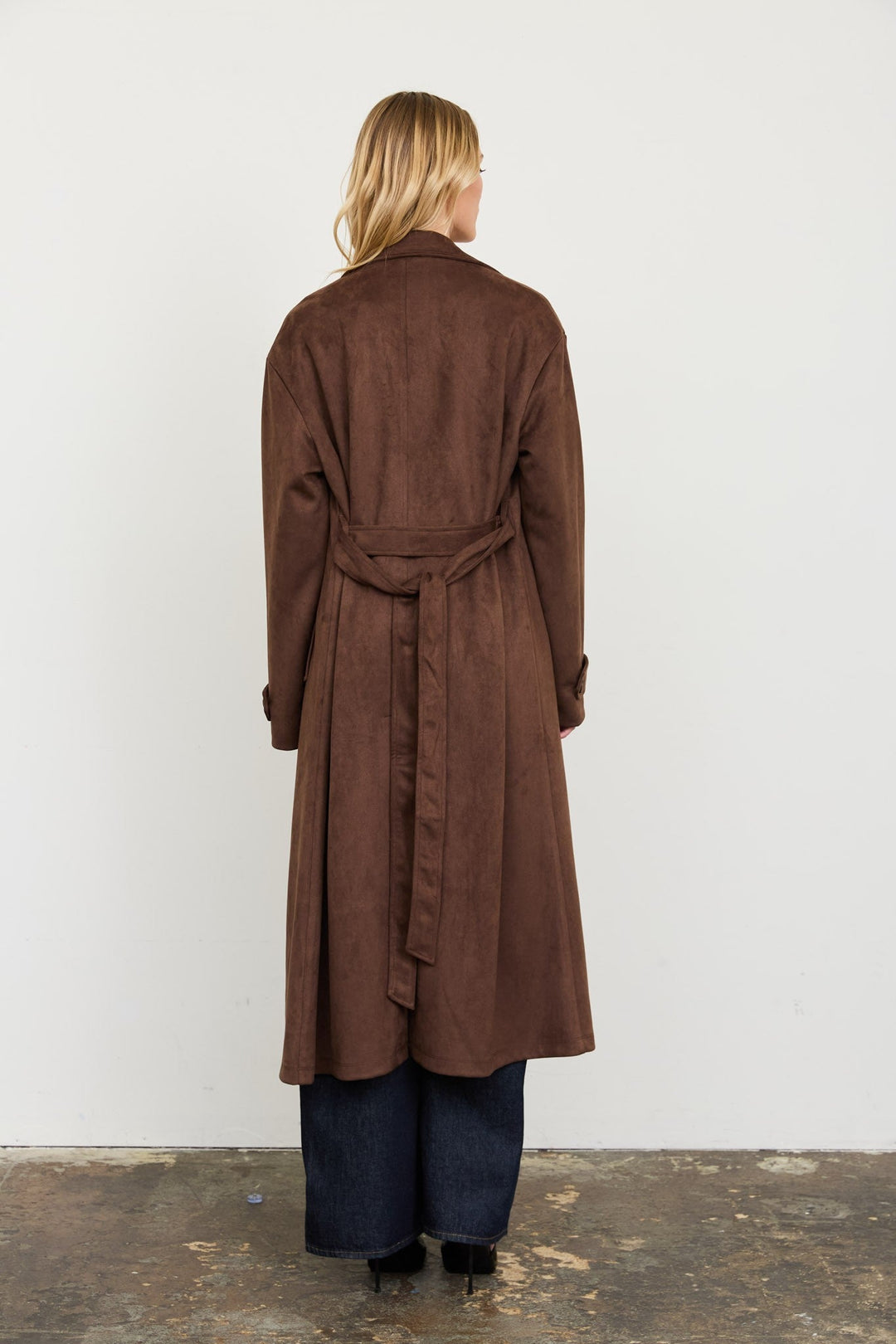 Dark Brown Suede Trench Coat - STYLED BY ALX COUTUREJackets &amp; Coats