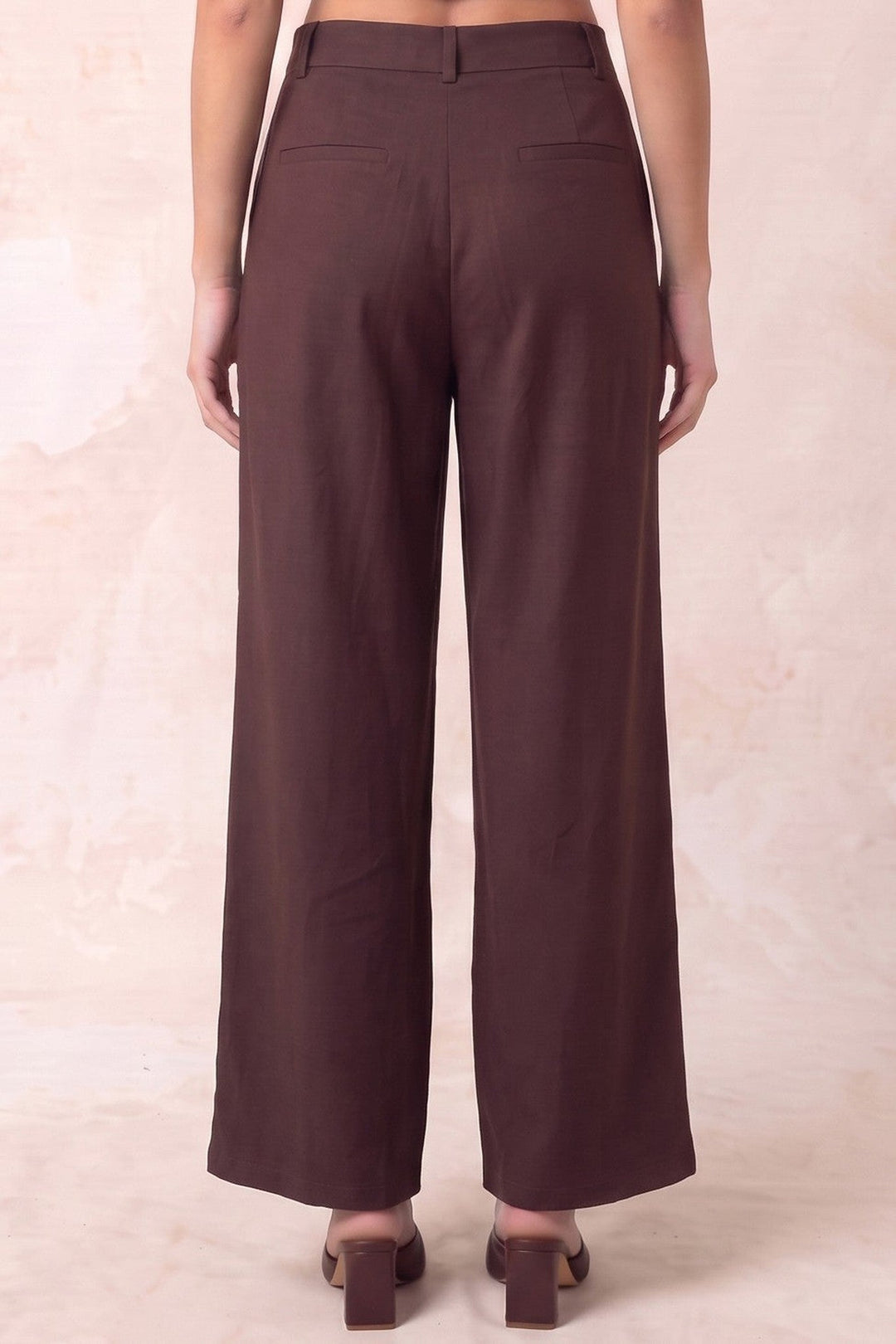 Dark Chocolate Double Pleat Wide Leg Pants - STYLED BY ALX COUTUREPants