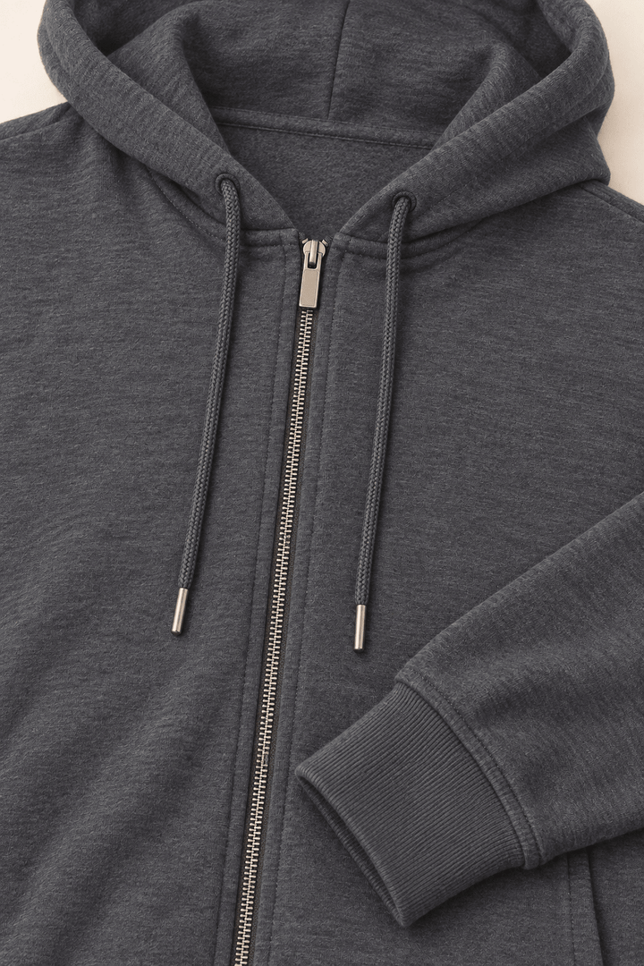 Dark Heather Grey Cropped Zip Hoodie - STYLED BY ALX COUTUREHoodies &amp; Sweatshirts