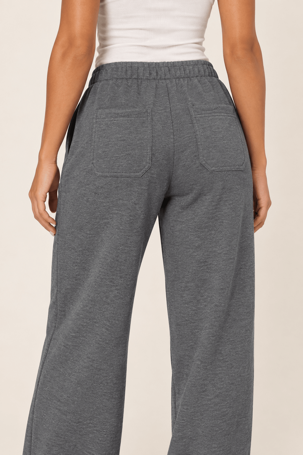 Dark Heather Grey Wide Leg Drawstring Sweatpants - STYLED BY ALX COUTUREPants