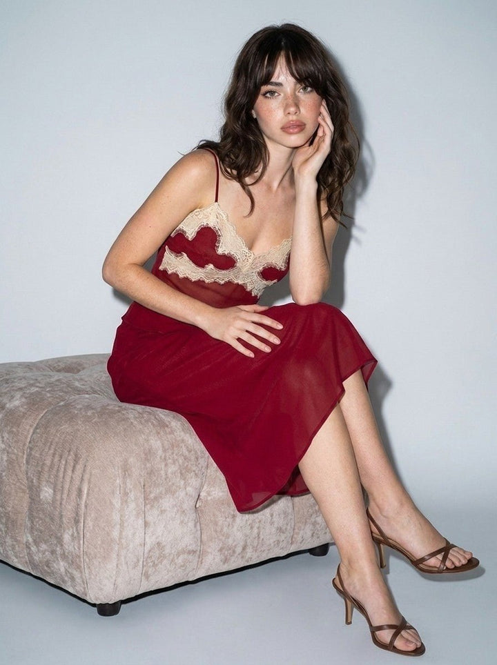 Deep Red Chiffon Skirt Set - STYLED BY ALX COUTUREOutfit Sets