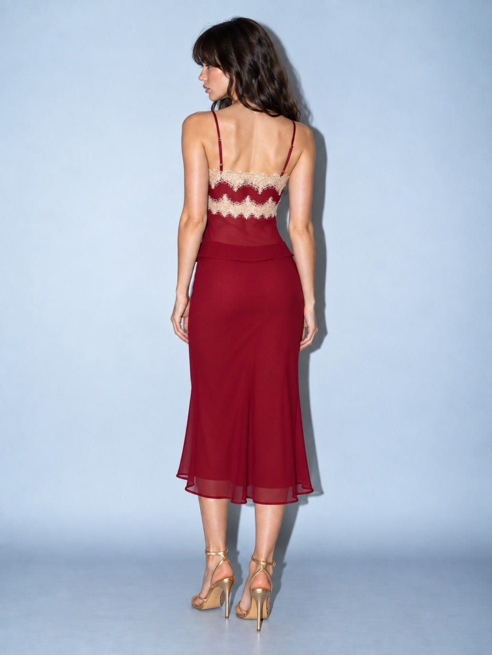 Deep Red Chiffon Skirt Set - STYLED BY ALX COUTUREOutfit Sets