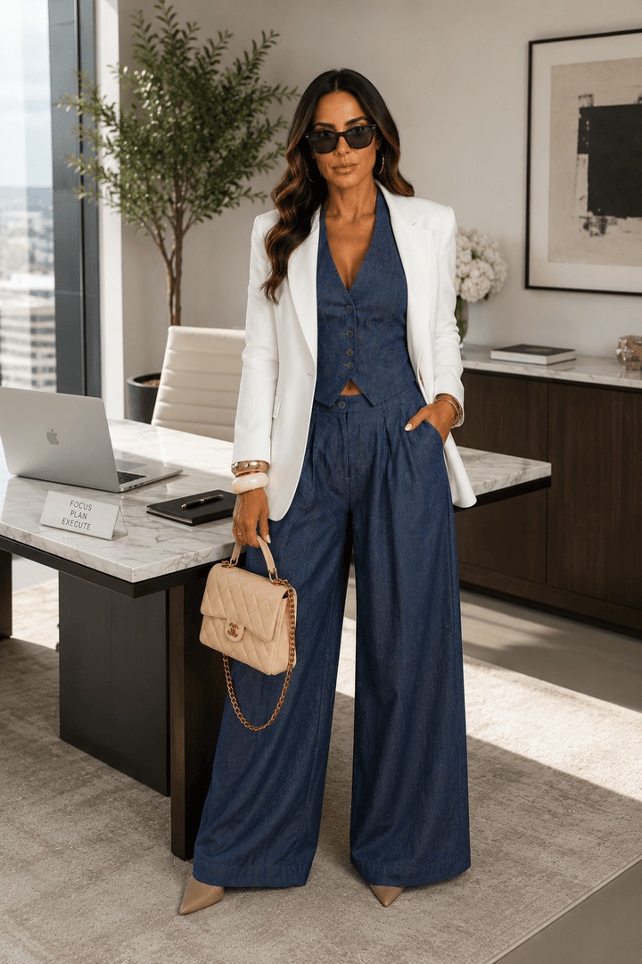 Denim Halter Pant Set - STYLED BY ALX COUTUREOutfit Sets