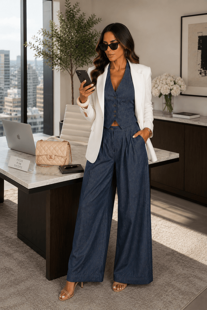 Denim Halter Pant Set - STYLED BY ALX COUTUREOutfit Sets