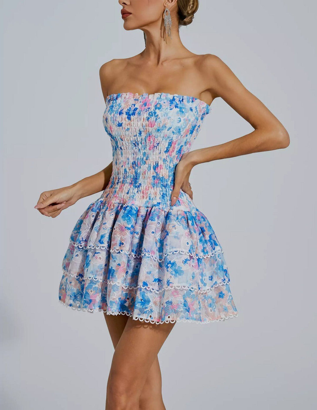 Embroidered Lace Tube Top Cake Skirt Dress Embroidered Lace Tube Top Cake Skirt Dress