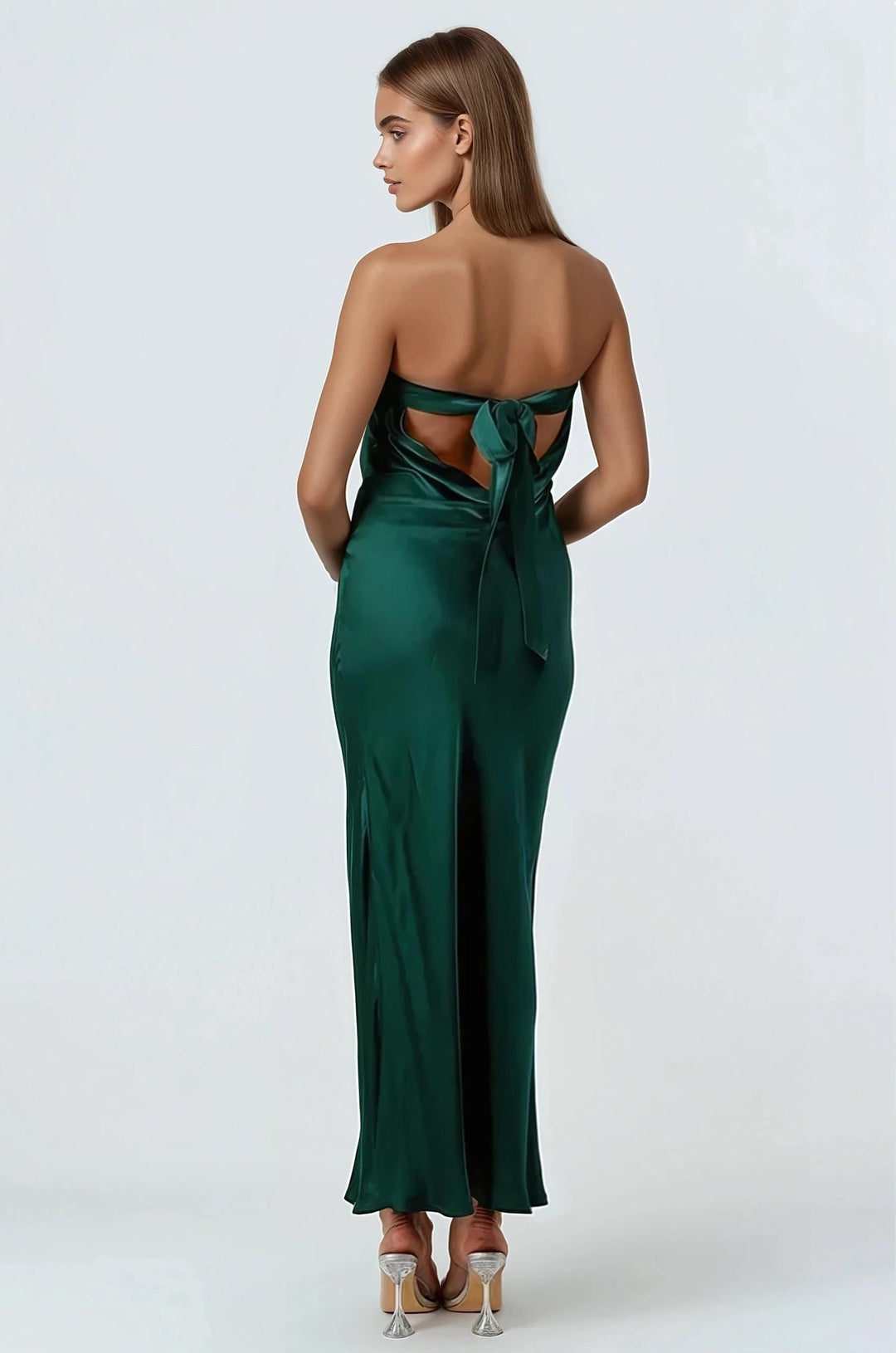 Emerald Green Strapless Maxi Dress STYLED BY ALX COUTURE Emerald Green Strapless Maxi Dress STYLED BY ALX COUTURE