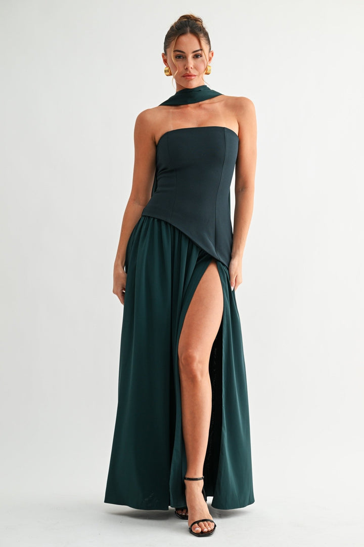 Emerald Parisian Lace - up Maxi Dress - STYLED BY ALX COUTUREDresses