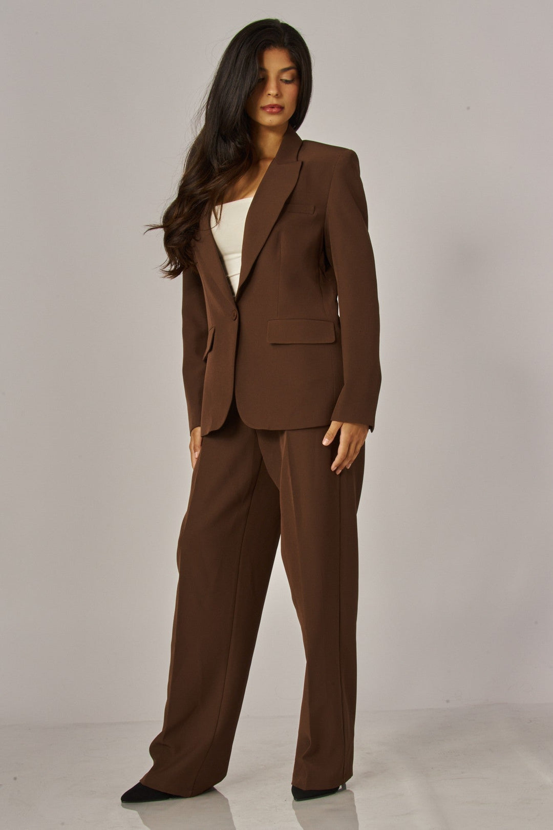 Espresso One Button Boyfriend Blazer - STYLED BY ALX COUTUREBlazers