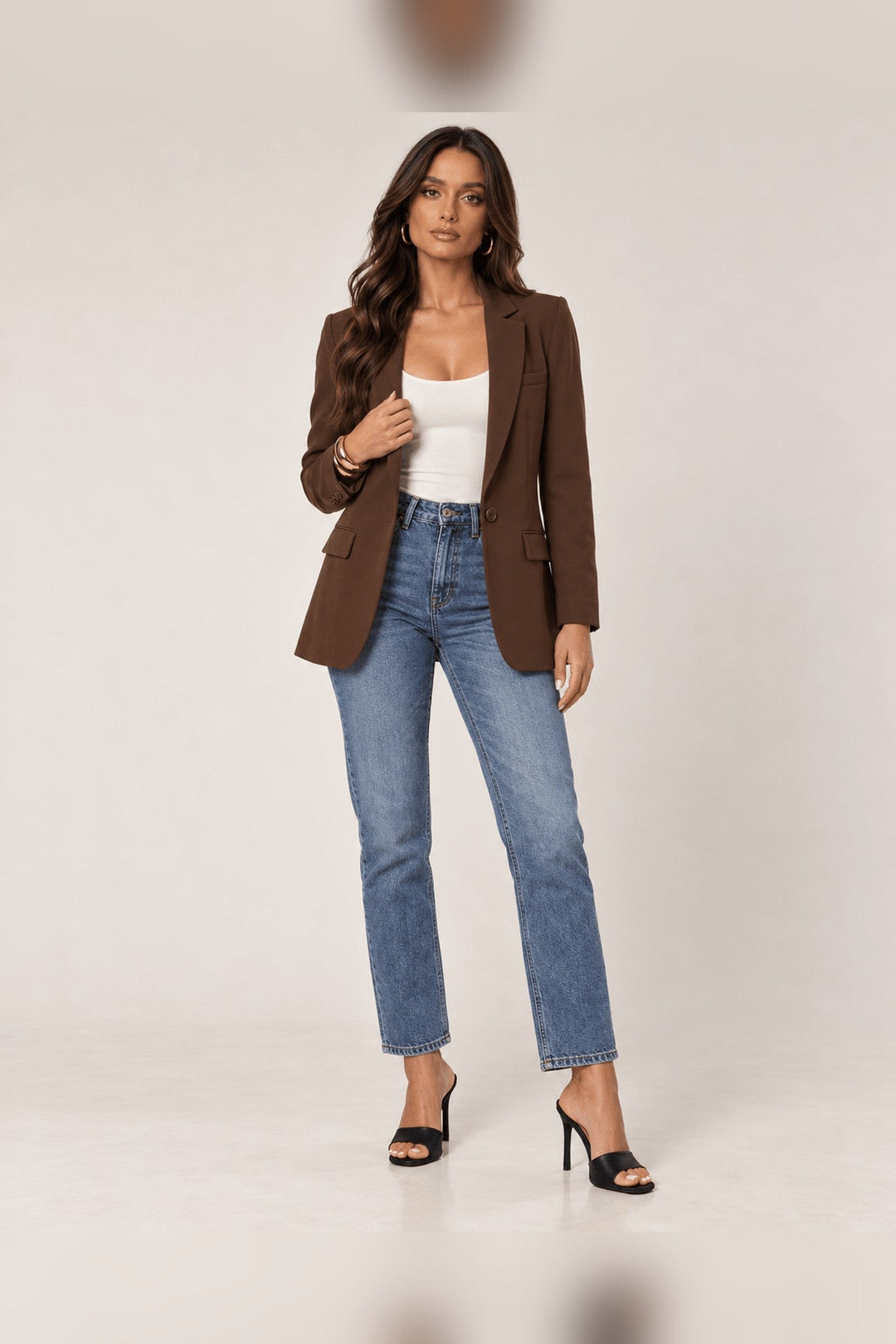 Espresso One Button Boyfriend Blazer - STYLED BY ALX COUTUREBlazers